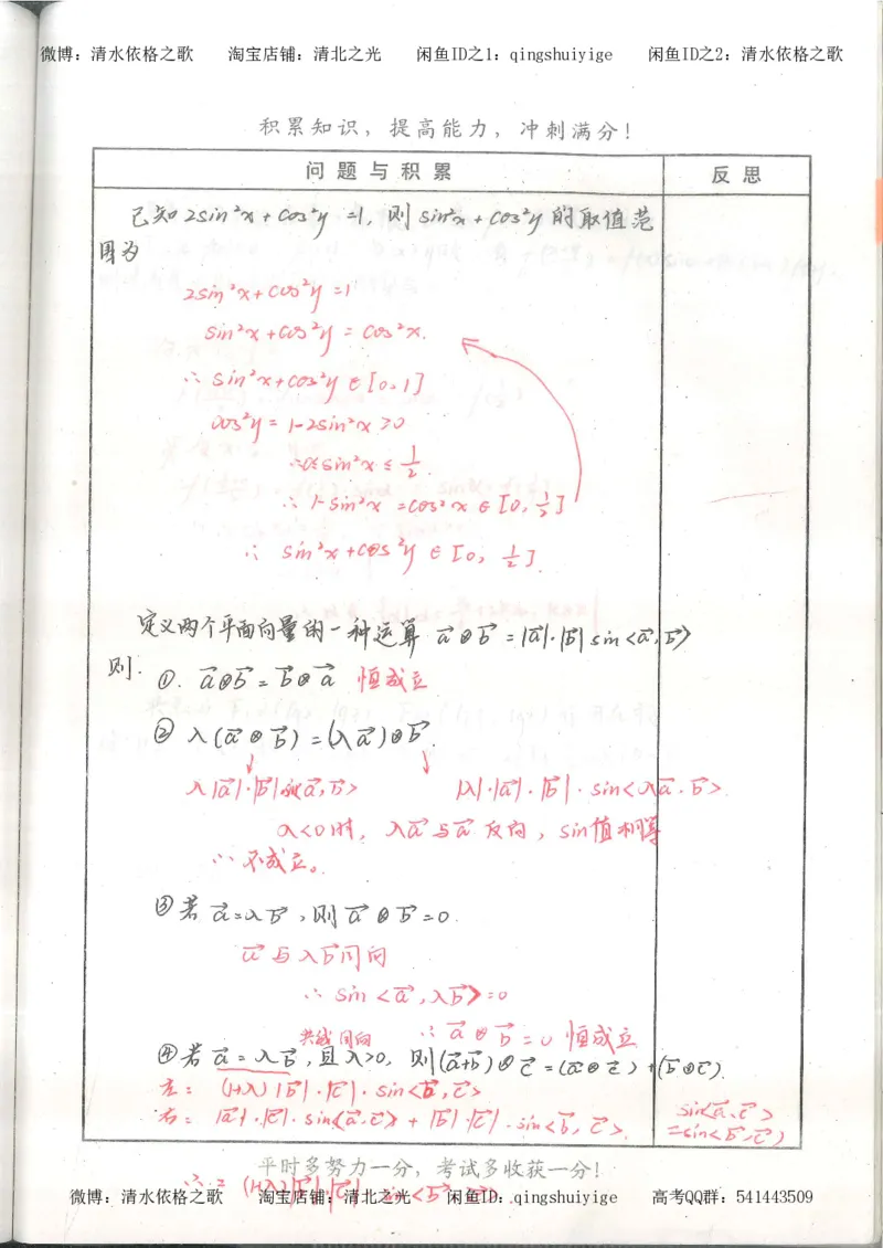 1.衡水中学高考积累与改错_高一数学（第1本）_139页_高中衡水学霸笔记_高中全部赠品_错题集高中九科_数学积累与改错