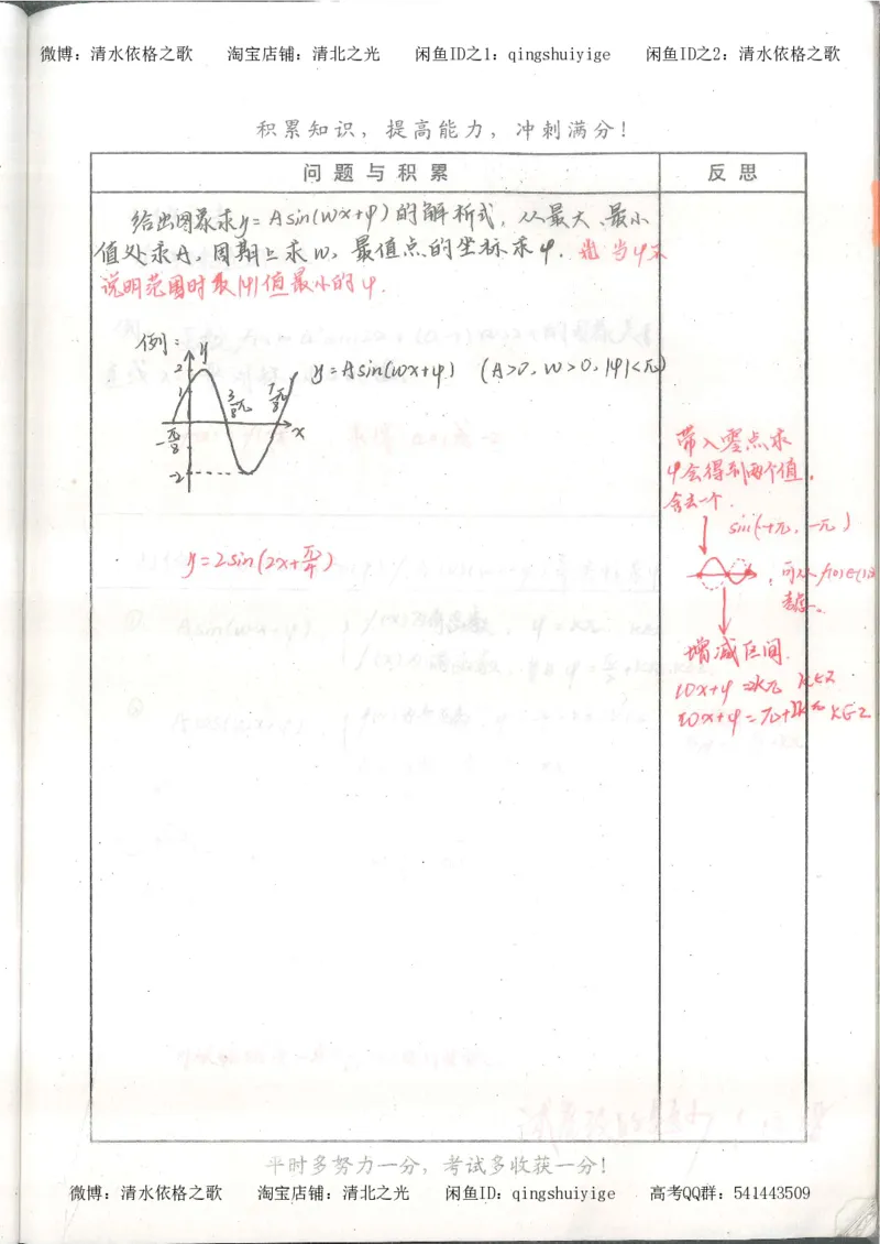 1.衡水中学高考积累与改错_高一数学（第1本）_139页_高中衡水学霸笔记_高中全部赠品_错题集高中九科_数学积累与改错