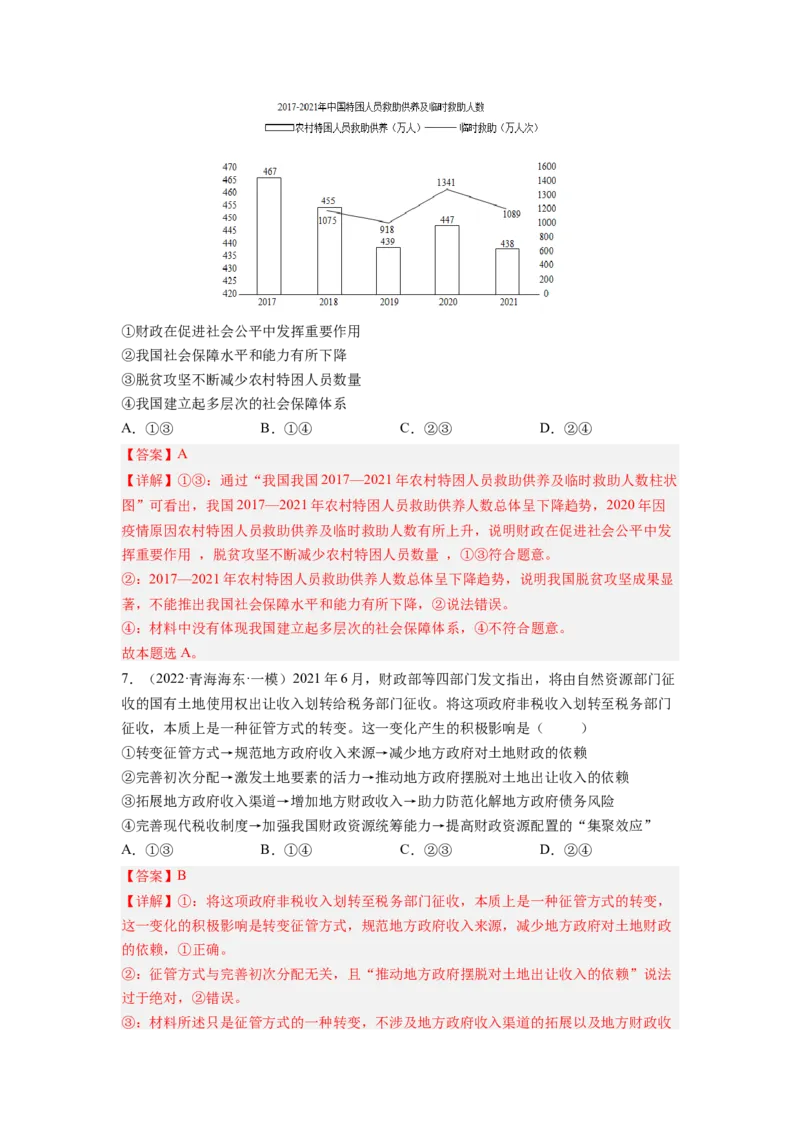 考向08财政与税收（解析版）_8.2025政治总复习_赠品通用版（老高考）复习资料_一轮复习_备战2023年高考政治一轮复习考点微专题（全国通用）