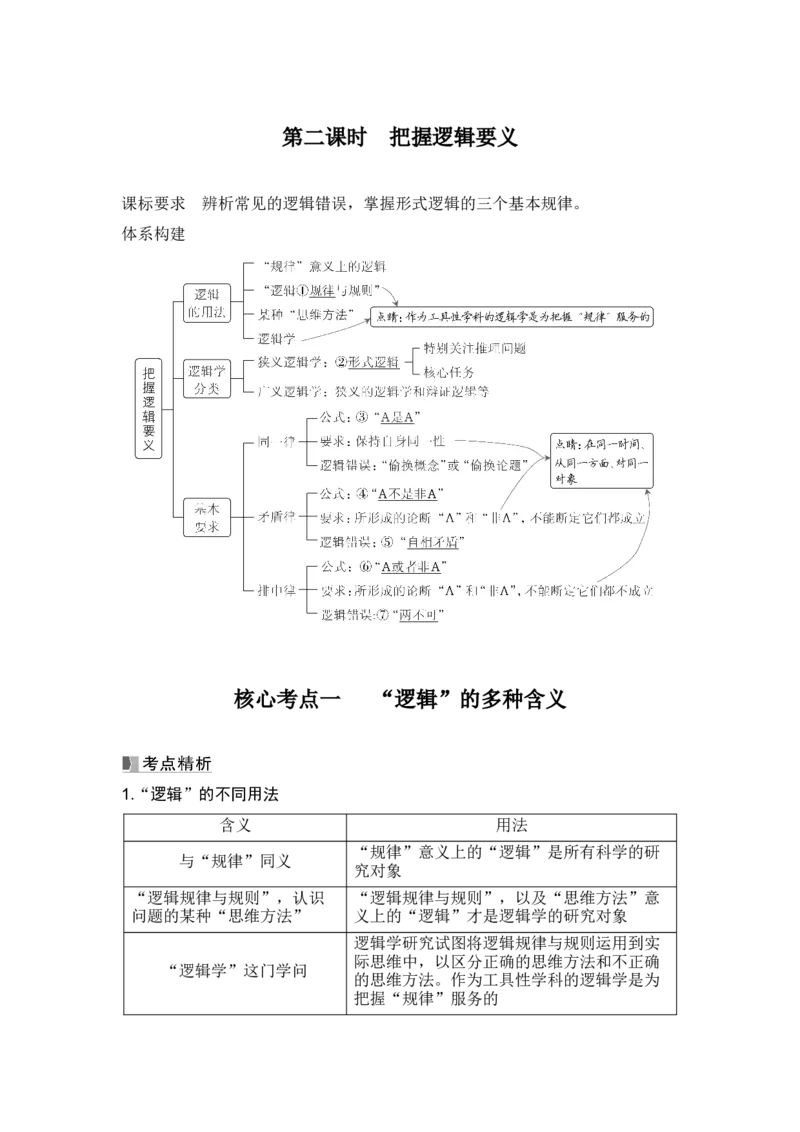 高中思想政治2025届一轮复习选择性必修三：第三十三课第二课时　把握逻辑要义_8.2025政治总复习_2025年新高考资料_一轮复习