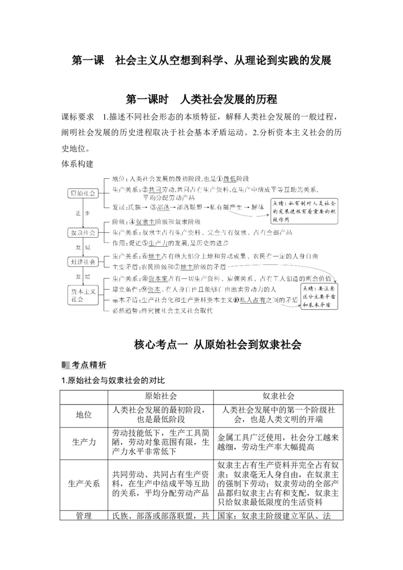 高中思想政治2025届一轮复习必修1中国特色社会主义：第一课时　人类社会发展的历程_8.2025政治总复习_2025年新高考资料_一轮复习