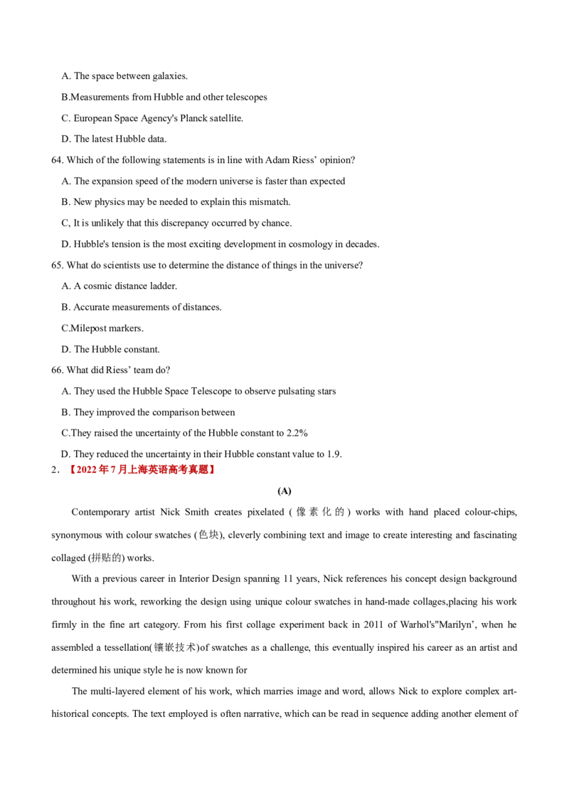 押上海卷56-59题阅读理解ABC篇（原卷版）_3.2025英语总复习_2024年新高考资料_5.2024三轮冲刺_备战2024年高考英语临考题号押题（上海专用）322953311