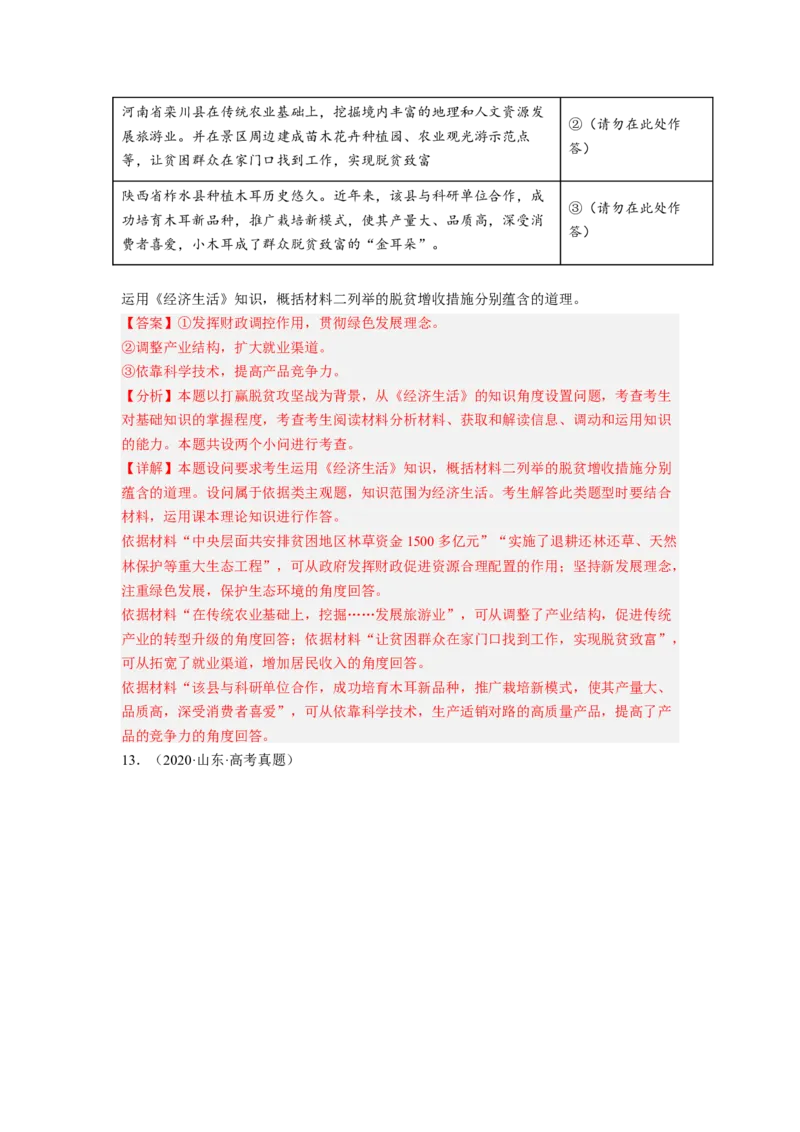 题型九体现（说明）类主观题精练（解析版）_8.2025政治总复习_2023年新高考资料_二轮复习_2023年高考政治毕业班二轮热点题型归纳与变式演练（新高考专用）