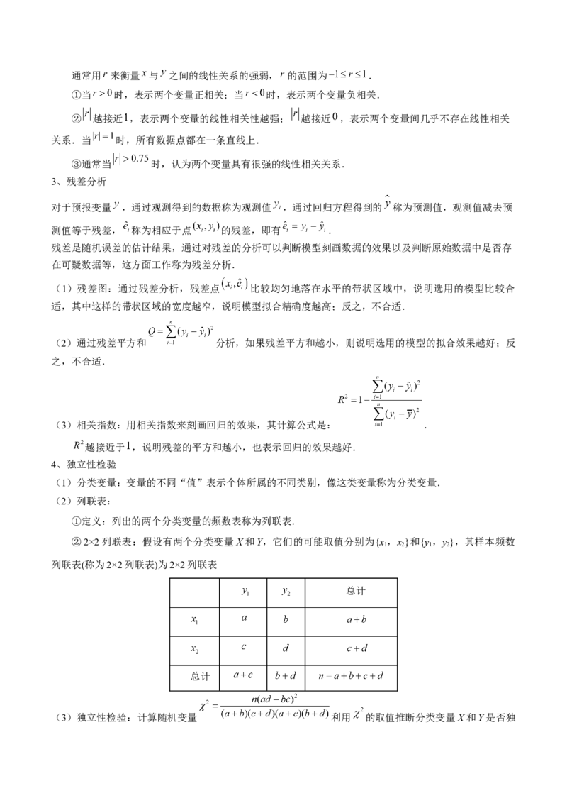 专题18统计与成对数据的统计分析（原卷版）_2.2025数学总复习_2024年新高考资料_1.2024一轮复习_2024年高考数学一轮复习知识清单（新高考专用）