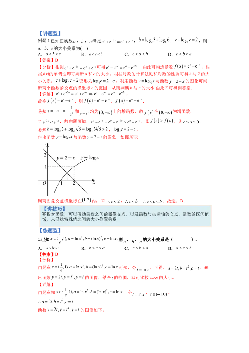 专题2-2比大小归类（讲+练）-2023年高考数学二轮复习讲练测（全国通用）（解析版）_2.2025数学总复习_赠品通用版（老高考）复习资料_二轮复习