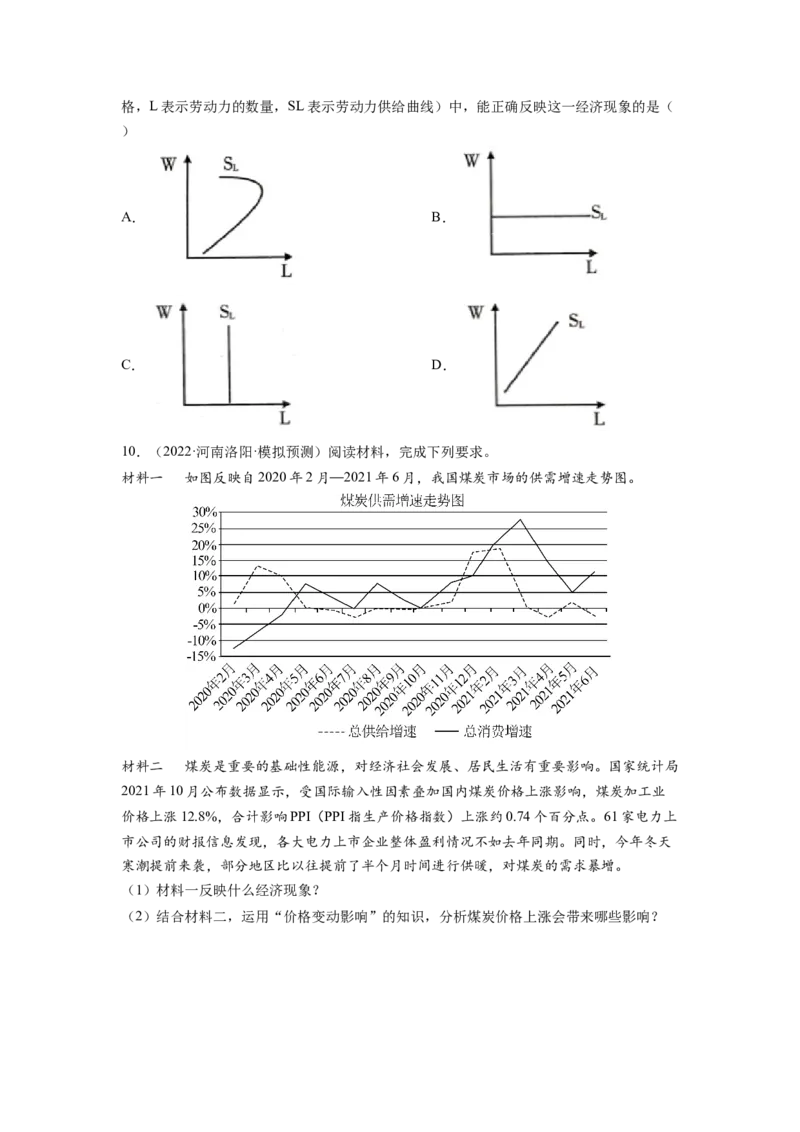 考向02多变的价格（原卷版）_8.2025政治总复习_赠品通用版（老高考）复习资料_一轮复习_备战2023年高考政治一轮复习考点微专题（全国通用）