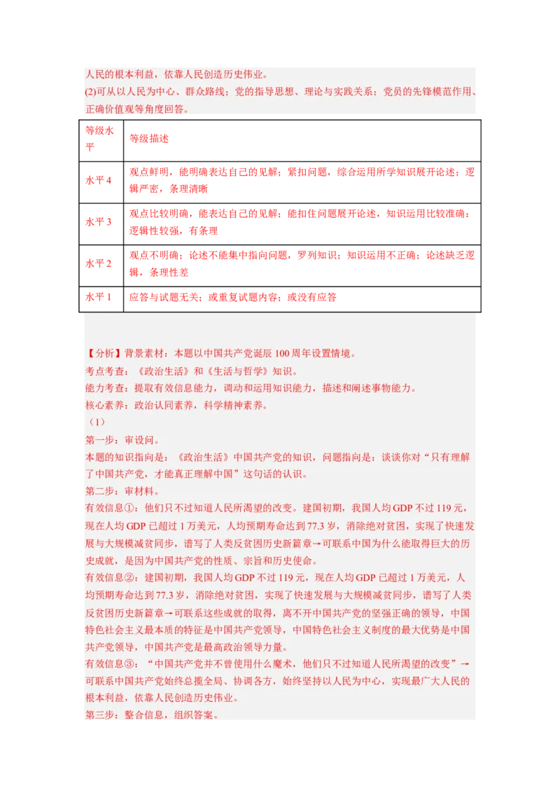 题型十二认识（评析）类主观题精练（解析版）_8.2025政治总复习_2023年新高考资料_二轮复习_2023年高考政治毕业班二轮热点题型归纳与变式演练（新高考专用）