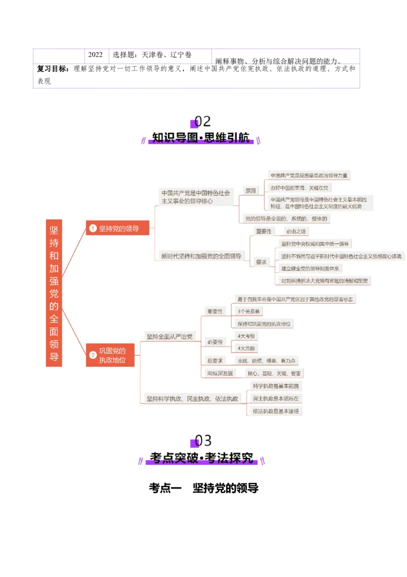 第03课坚持和加强党的全面领导（讲义）（原卷版）_8.2025政治总复习_2025年新高考资料_一轮复习_2025年高考政治一轮复习讲练测（新教材新高考）（完结）_必修3（包含2024高考真题）