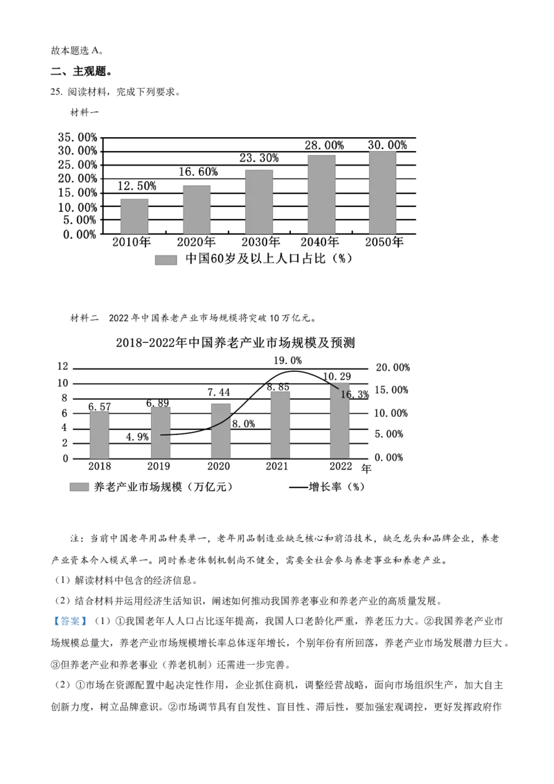 陕西省安康中学2022-2023学年高三上学期第一次检测性考试政治（解析版）_8.2025政治总复习_政治高考模拟题_老高考_2023年_陕西省安康中学2023届高三第一次检测性考试政治