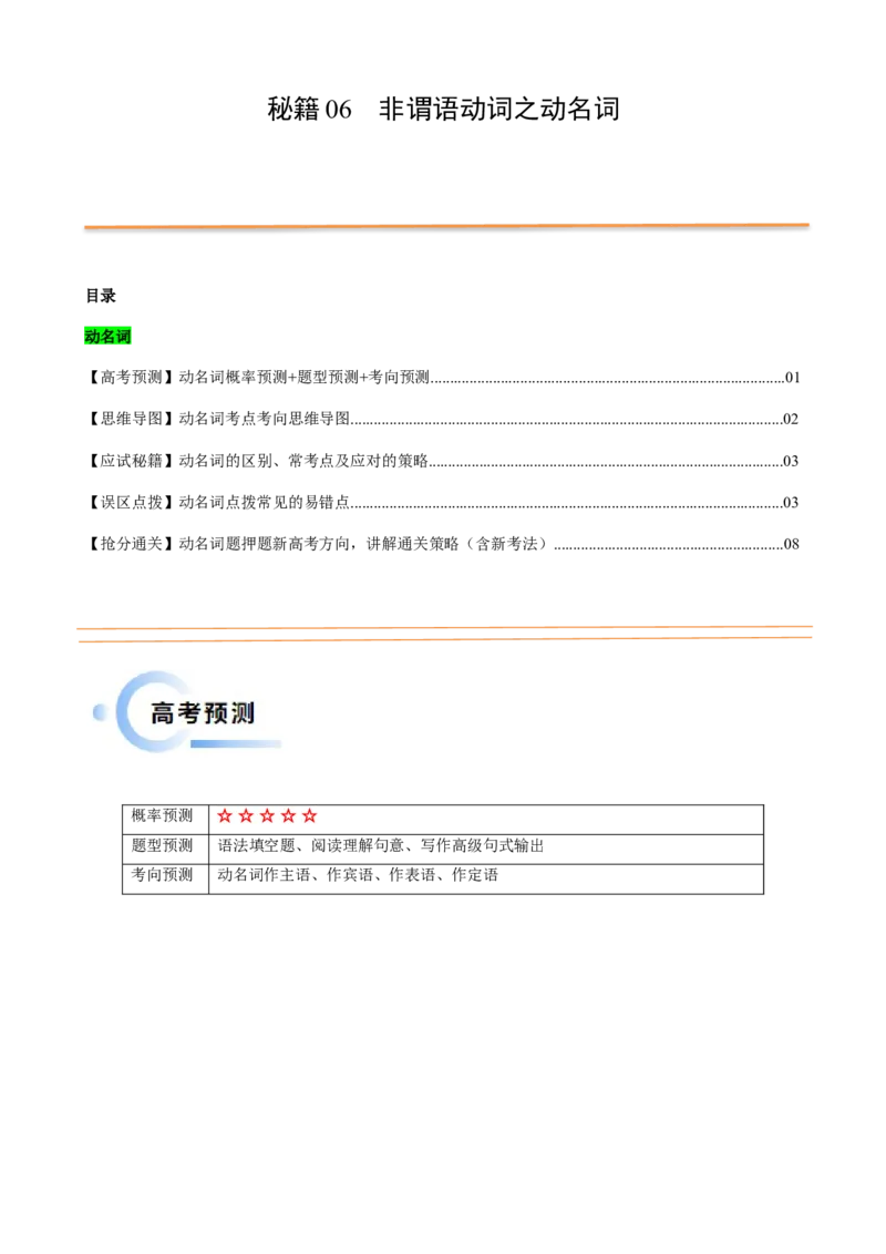 抢分法宝06非谓语动词之动名词（解析版）_3.2025英语总复习_2024年新高考资料_5.2024三轮冲刺_备战2024年高考英语抢分秘籍（新高考专用）320572034_语法填空考点