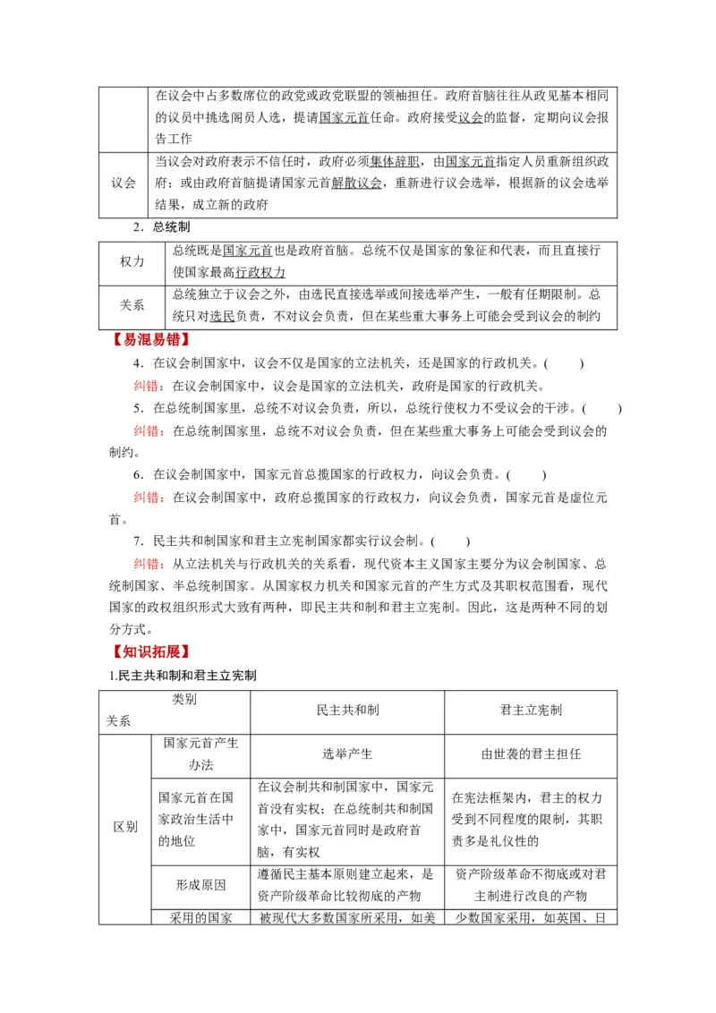 第01课国体与政体（讲义）（解析版）_8.2025政治总复习_2024年新高考资料_1.2024一轮复习_2024年高考政治一轮复习讲练测（新教材新高考）_选择性必修1