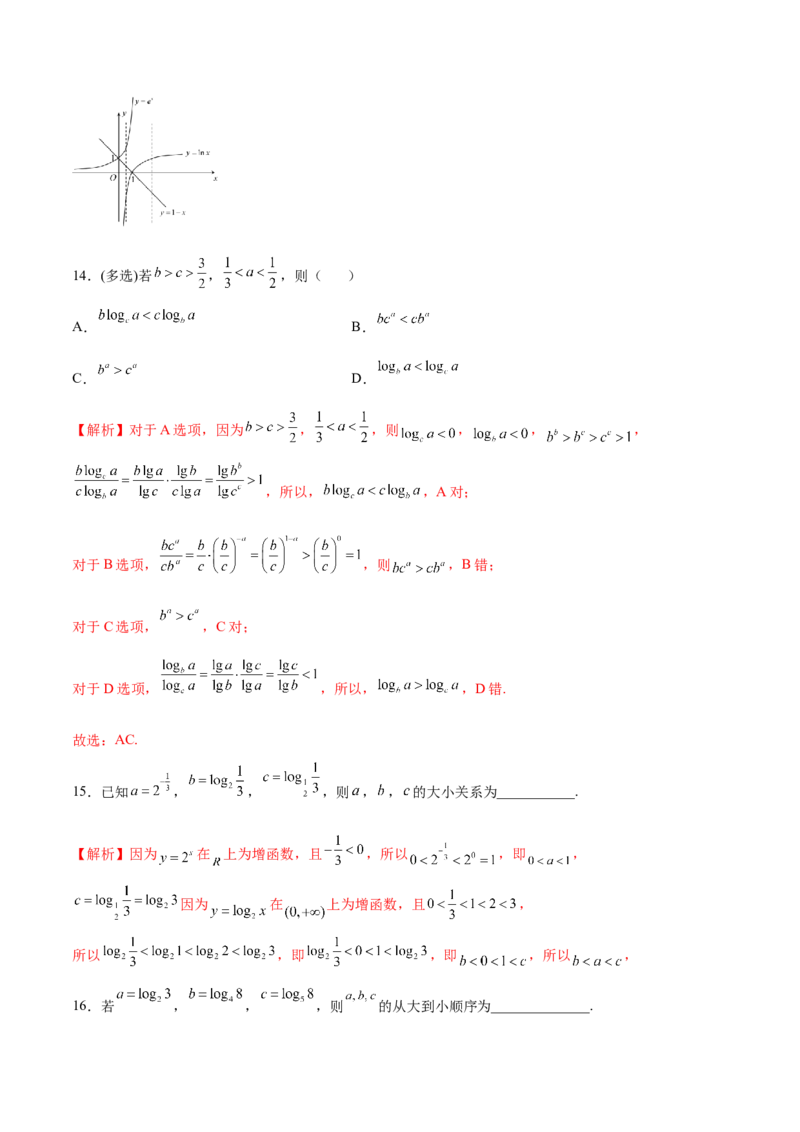 专题15函数比较大小(解析版)_2.2025数学总复习_2023年新高考资料_专项复习_2023年新高考数学函数重点突破（新高考专用）