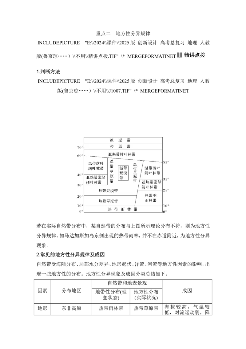 2025届高中地理一轮复习讲义：第一部分自然地理第八单元自然环境的整体性与差异性第41课时　陆地地域分异规律　地方性分异规律（教师版）_9.2025地理总复习_2025年新高考资料_一轮复习