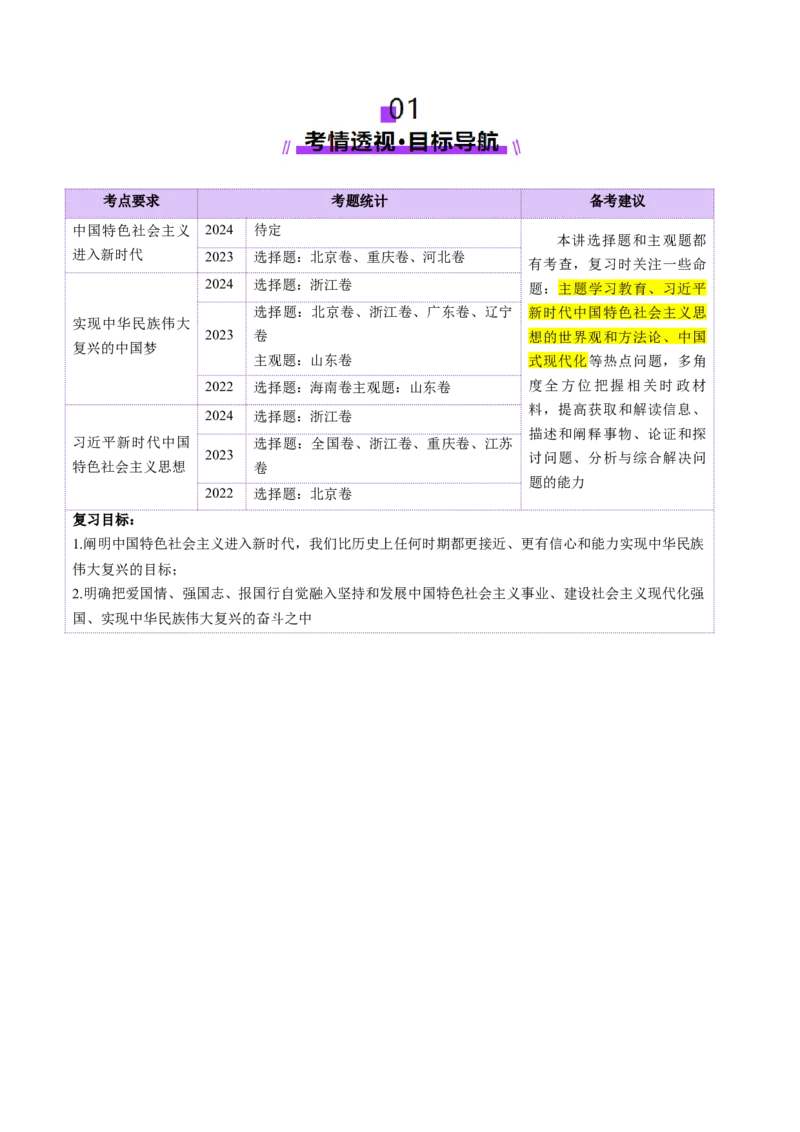 第04讲只有坚持和发展中国特色社会主义才能实现中华民族伟大复兴（讲义）（解析版）_8.2025政治总复习_2025年新高考资料_一轮复习_必修1（包含2024高考真题）
