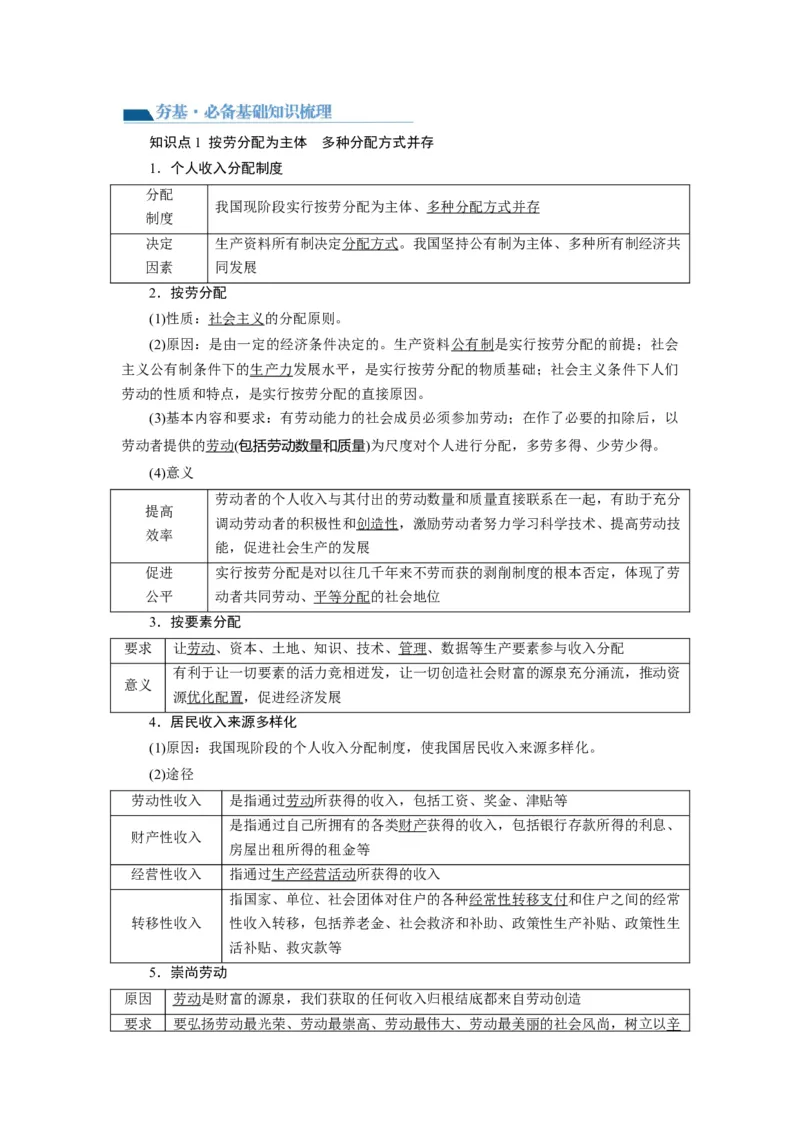第04课我国的个人收入分配与社会保障（讲义）（原卷版）_8.2025政治总复习_2024年新高考资料_1.2024一轮复习_2024年高考政治一轮复习讲练测（新教材新高考）_必修2