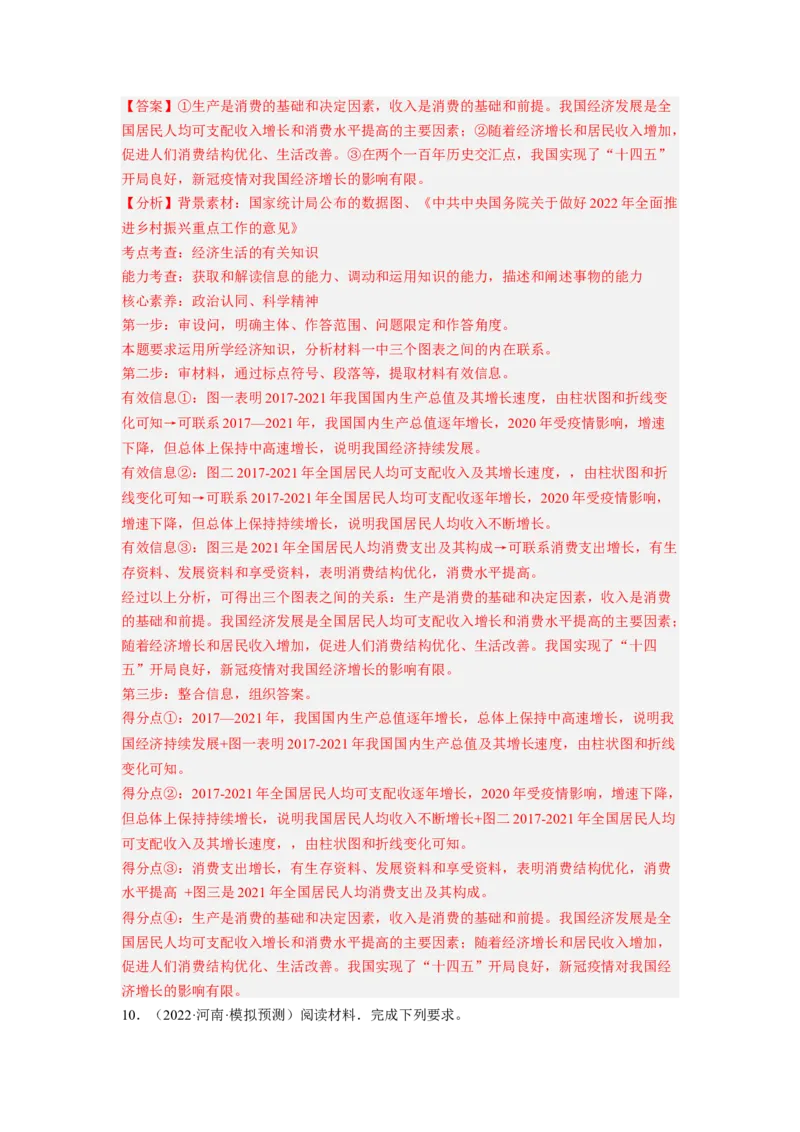 题型八反映（图表）类主观题精练（解析版）_8.2025政治总复习_2023年新高考资料_二轮复习_2023年高考政治毕业班二轮热点题型归纳与变式演练（新高考专用）