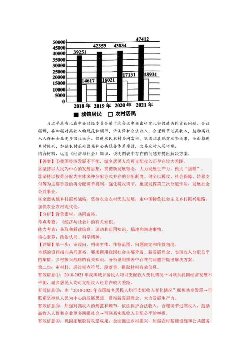 题型八反映（图表）类主观题精练（解析版）_8.2025政治总复习_2023年新高考资料_二轮复习_2023年高考政治毕业班二轮热点题型归纳与变式演练（新高考专用）