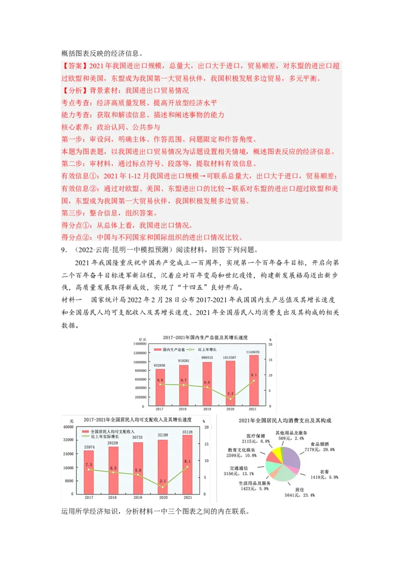 题型八反映（图表）类主观题精练（解析版）_8.2025政治总复习_2023年新高考资料_二轮复习_2023年高考政治毕业班二轮热点题型归纳与变式演练（新高考专用）