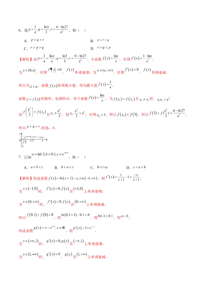 专题16函数比较大小(含2021-2023高考真题)(解析版)_2.2025数学总复习_2024年新高考资料_3.2024专项复习_2024年新高考数学之函数专项重难点突破练（新高考专用）