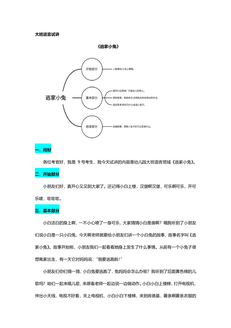 120.《逃家小兔》试讲稿_教资初高中_教资面试2025教资面试备考资料合集_教资面试资料合集_2025教资面试资料_25上教资面试中学合集_教资面试逐字稿_幼儿面试教案和逐字稿217篇
