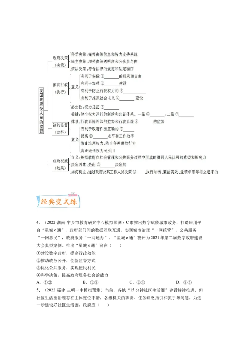 考向15我国政府受人民监督（原卷版）_8.2025政治总复习_赠品通用版（老高考）复习资料_一轮复习_备战2023年高考政治一轮复习考点微专题（全国通用）