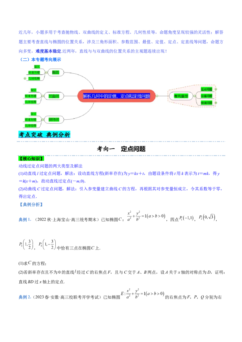 专题19解析几何中的定值、定点和定线问题（讲）原卷版_2.2025数学总复习_2023年新高考资料_二轮复习_备战2023年高考数学二轮复习考点精讲练（新教材&middot;新高考）