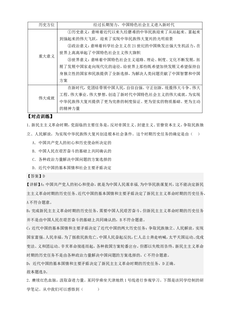 第一课历史和人民的选择学案（解析版）抢分秘籍2025年高考政治一轮复习精讲精练_8.2025政治总复习_2025年新高考资料_一轮复习_2025年高考政治一轮复习精讲精练（原卷版+解析版）