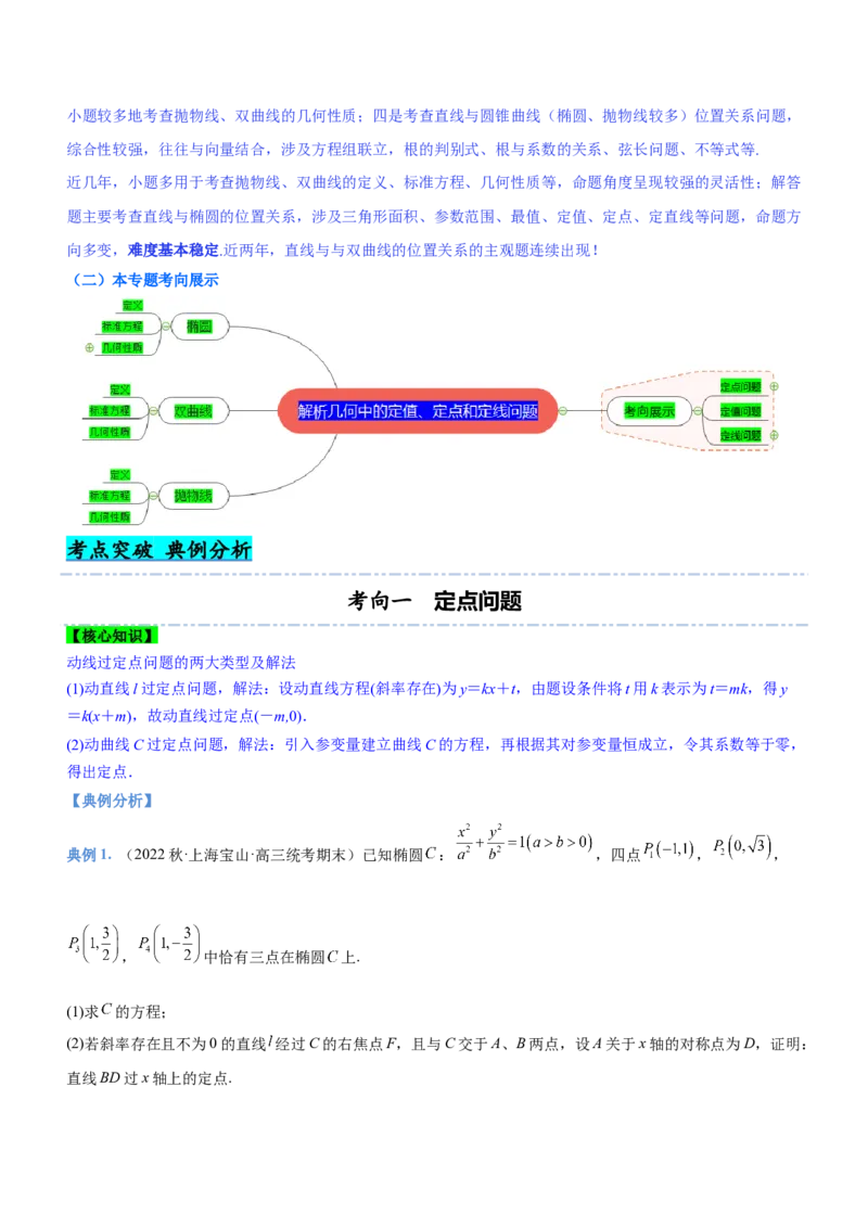 专题19解析几何中的定值、定点和定线问题（讲）解析版_2.2025数学总复习_2023年新高考资料_二轮复习_备战2023年高考数学二轮复习考点精讲练（新教材&middot;新高考）