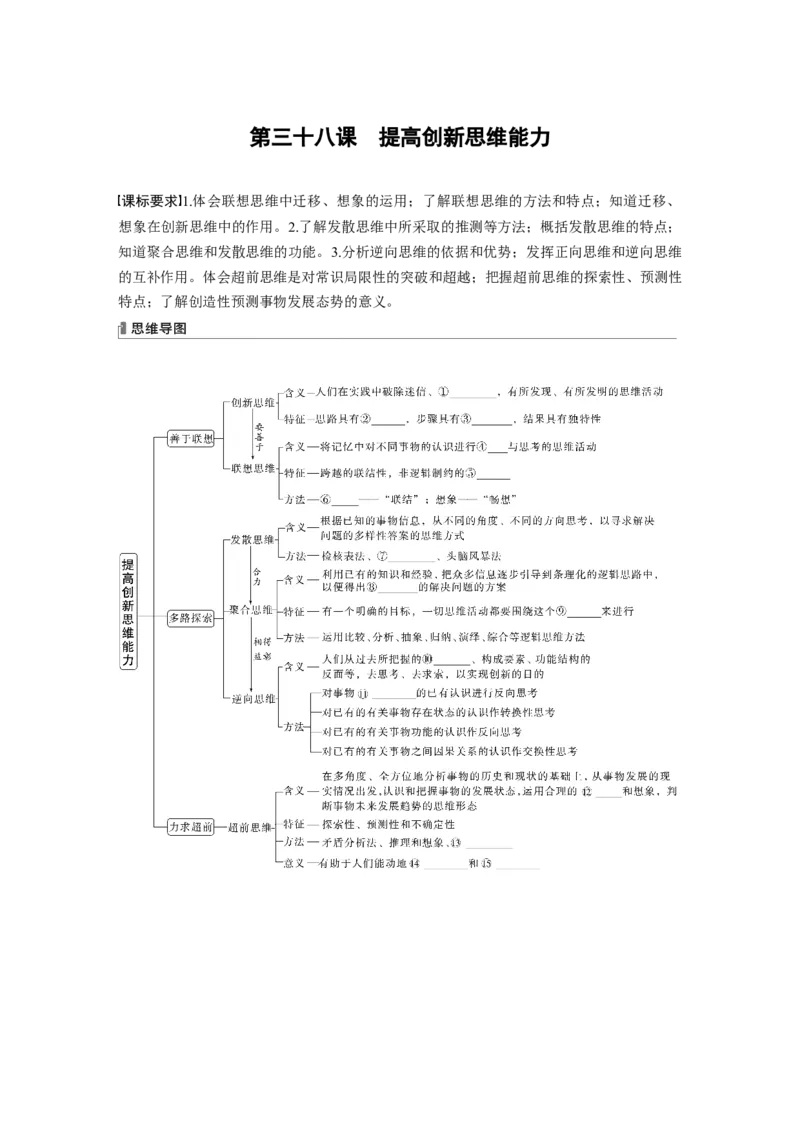 选择性必修3　第318课　课时1　善于联想与多路探索_8.2025政治总复习_2024年新高考资料_1.2024一轮复习_2024年高考政治一轮复习讲义（部编版）_学生版在此文件夹_大一轮复习讲义