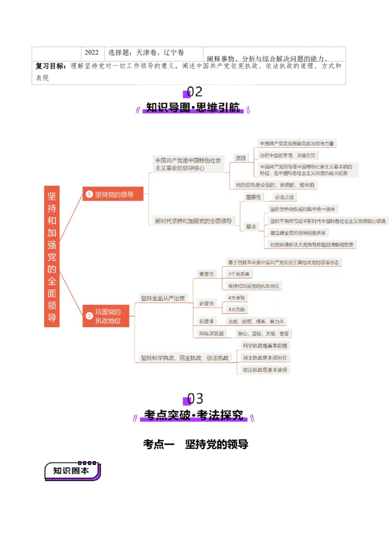 第03课坚持和加强党的全面领导（讲义）（解析版）_8.2025政治总复习_2025年新高考资料_一轮复习_2025年高考政治一轮复习讲练测（新教材新高考）（完结）_必修3（包含2024高考真题）
