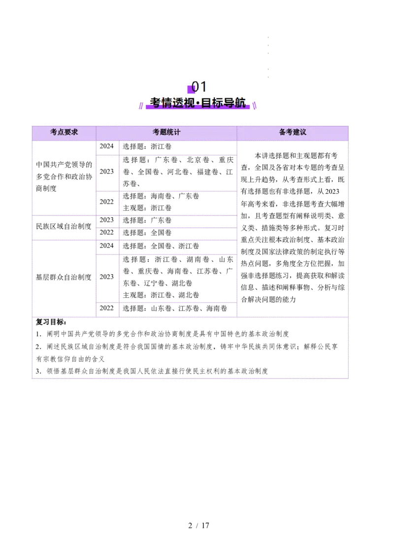 第06课我国的基本政治制度（讲义）（原卷版）_8.2025政治总复习_2025年新高考资料_一轮复习_2025年高考政治一轮复习讲练测（新教材新高考）（完结）_必修3（包含2024高考真题）