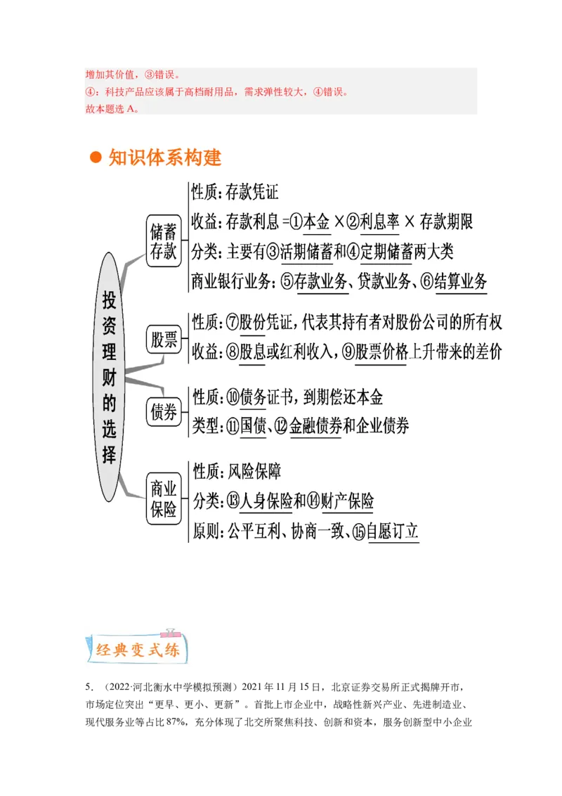 考向06投资理财的选择（解析版）_8.2025政治总复习_赠品通用版（老高考）复习资料_一轮复习_备战2023年高考政治一轮复习考点微专题（全国通用）