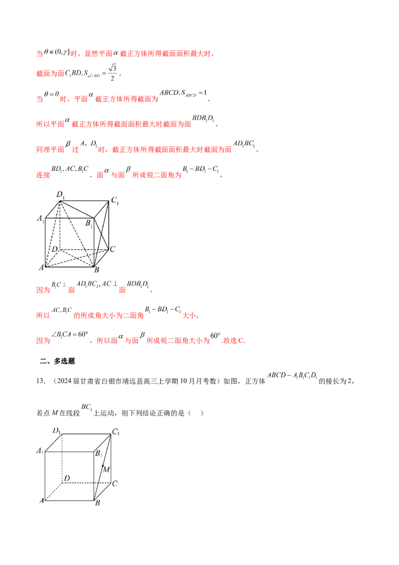 专题18立体几何中的正方体（解析版）_2.2025数学总复习_2024年新高考资料_1.2024一轮复习_2024年高考数学热点难点特色专题分题型强化训练（新高考专用）