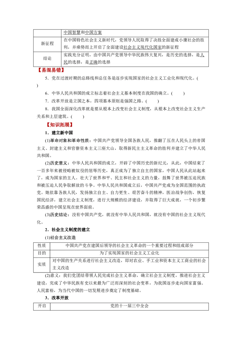 第01课历史和人民的选择（讲义）（原卷版）_8.2025政治总复习_2024年新高考资料_1.2024一轮复习_2024年高考政治一轮复习讲练测（新教材新高考）_必修3