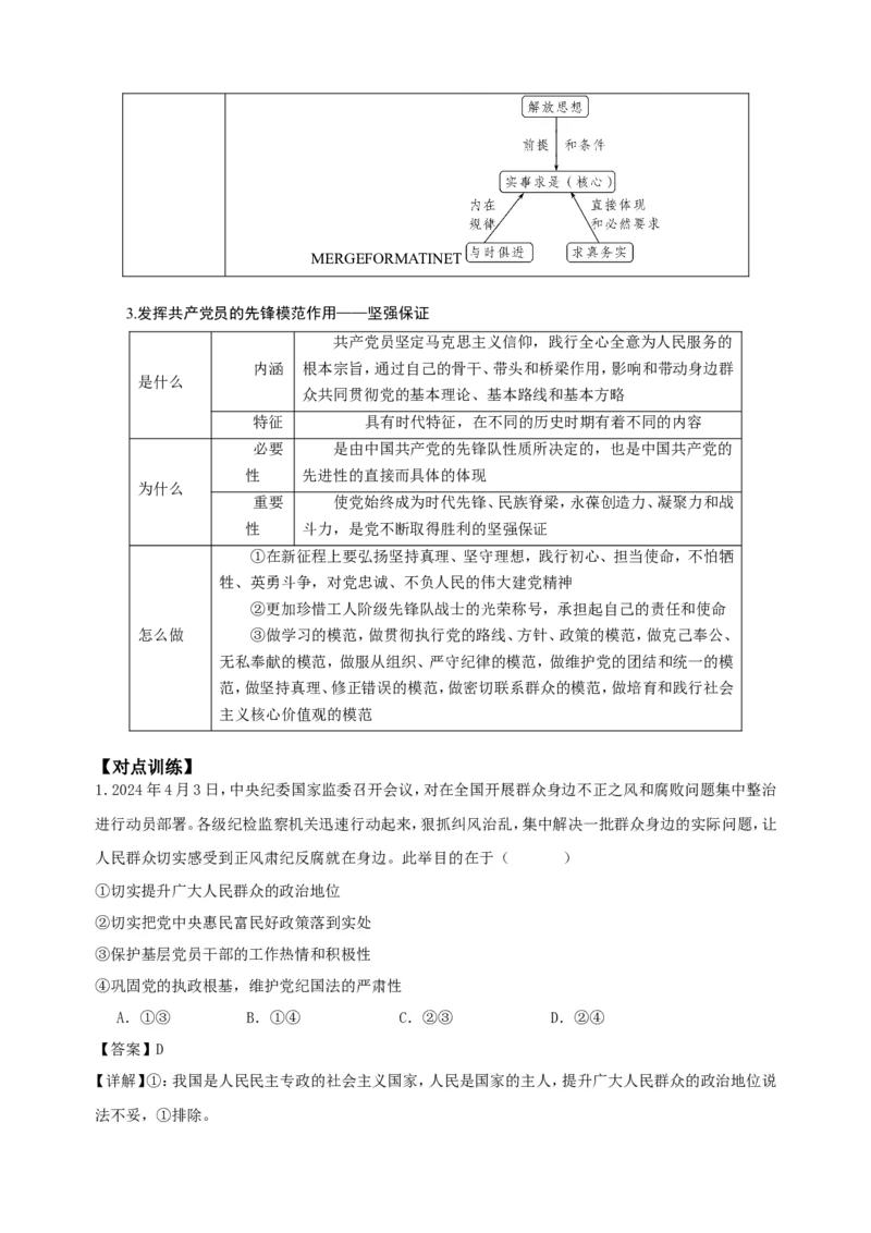 第二课中国的先进性学案（解析版）抢分秘籍2025年高考政治一轮复习精讲精练_8.2025政治总复习_2025年新高考资料_一轮复习_2025年高考政治一轮复习精讲精练（原卷版+解析版）