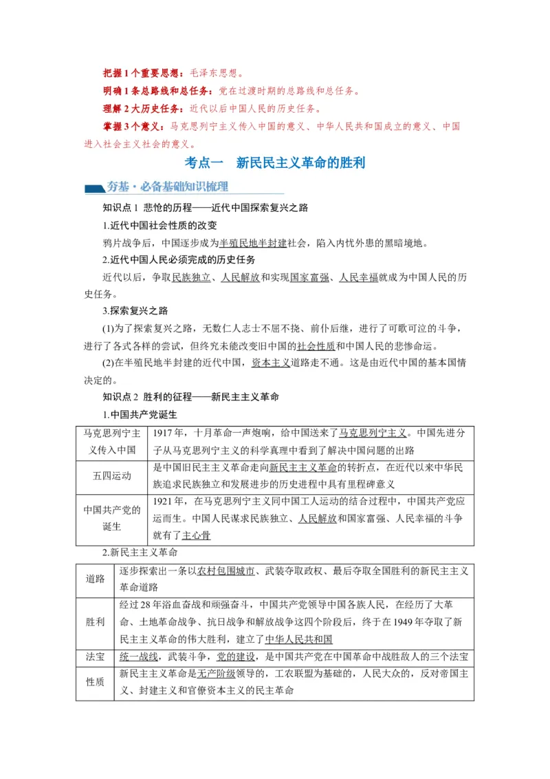 第02课只有社会主义才能救中国（讲义）（原卷版）_8.2025政治总复习_2024年新高考资料_1.2024一轮复习_2024年高考政治一轮复习讲练测（新教材新高考）_必修1