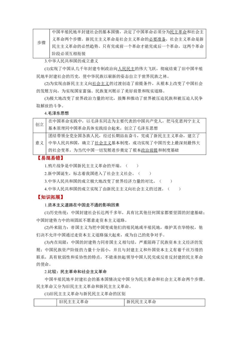 第02课只有社会主义才能救中国（讲义）（原卷版）_8.2025政治总复习_2024年新高考资料_1.2024一轮复习_2024年高考政治一轮复习讲练测（新教材新高考）_必修1