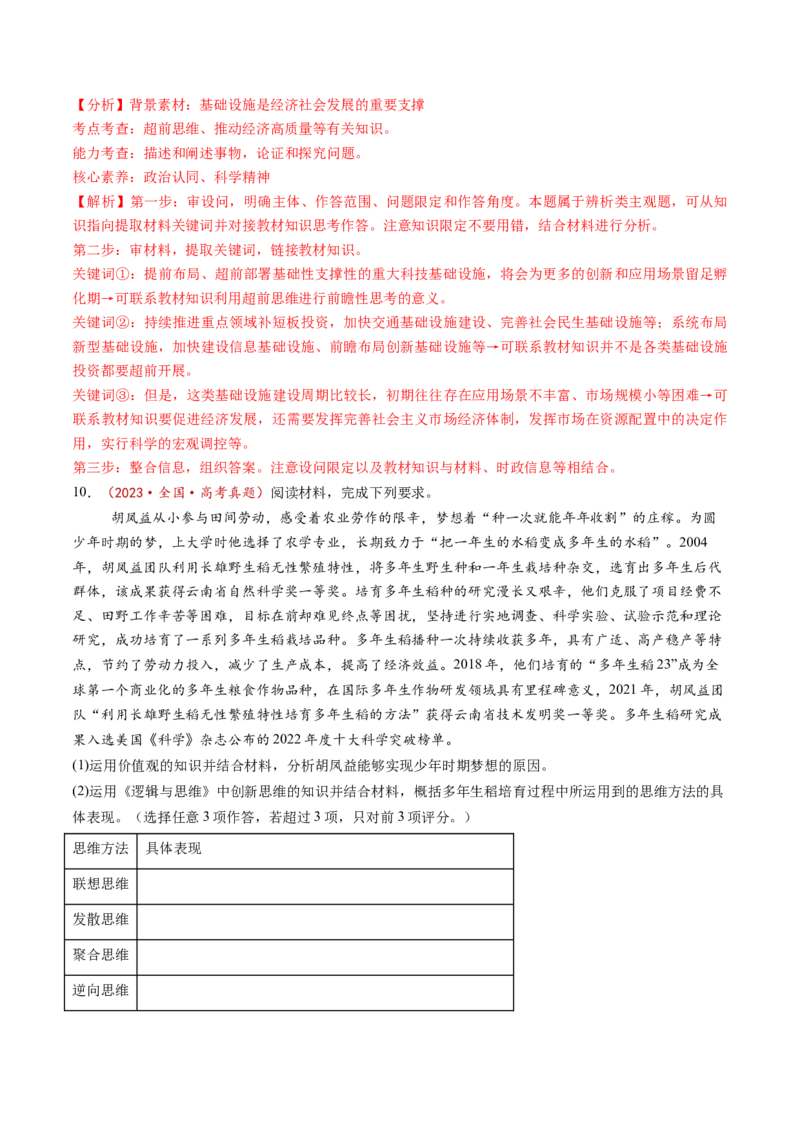 第13课创新思维要力求超前（练习）（解析版）_8.2025政治总复习_2025年新高考资料_一轮复习_2025年高考政治一轮复习讲练测（新教材新高考）（完结）_选必3（包含2024高考真题）