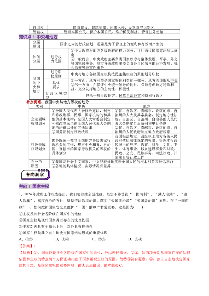 第02课国家的结构形式（讲义）（解析版）_8.2025政治总复习_2025年新高考资料_一轮复习_2025年高考政治一轮复习讲练测（新教材新高考）（完结）_选必1（包含2024高考真题）