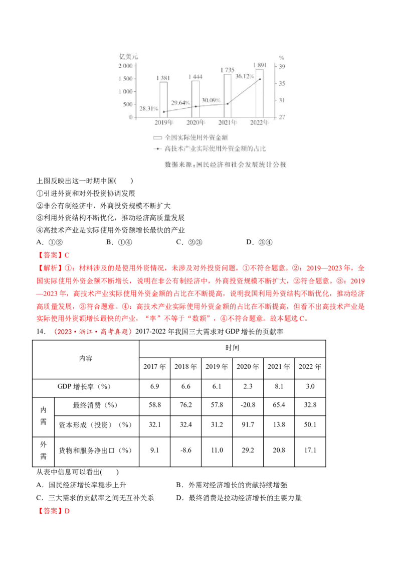 第03课我国的经济发展（练习）（解析版）_8.2025政治总复习_2025年新高考资料_一轮复习_2025年高考政治一轮复习讲练测（新教材新高考）（完结）_必修2（包含2024高考真题）