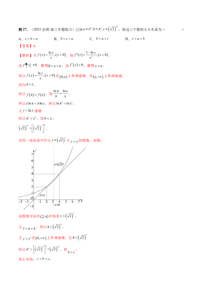 专题14指、对、幂形数的大小比较问题（精讲精练）（解析版）_2.2025数学总复习_2023年新高考资料_二轮复习_2023年高考数学二轮复习讲练（新高考专用）