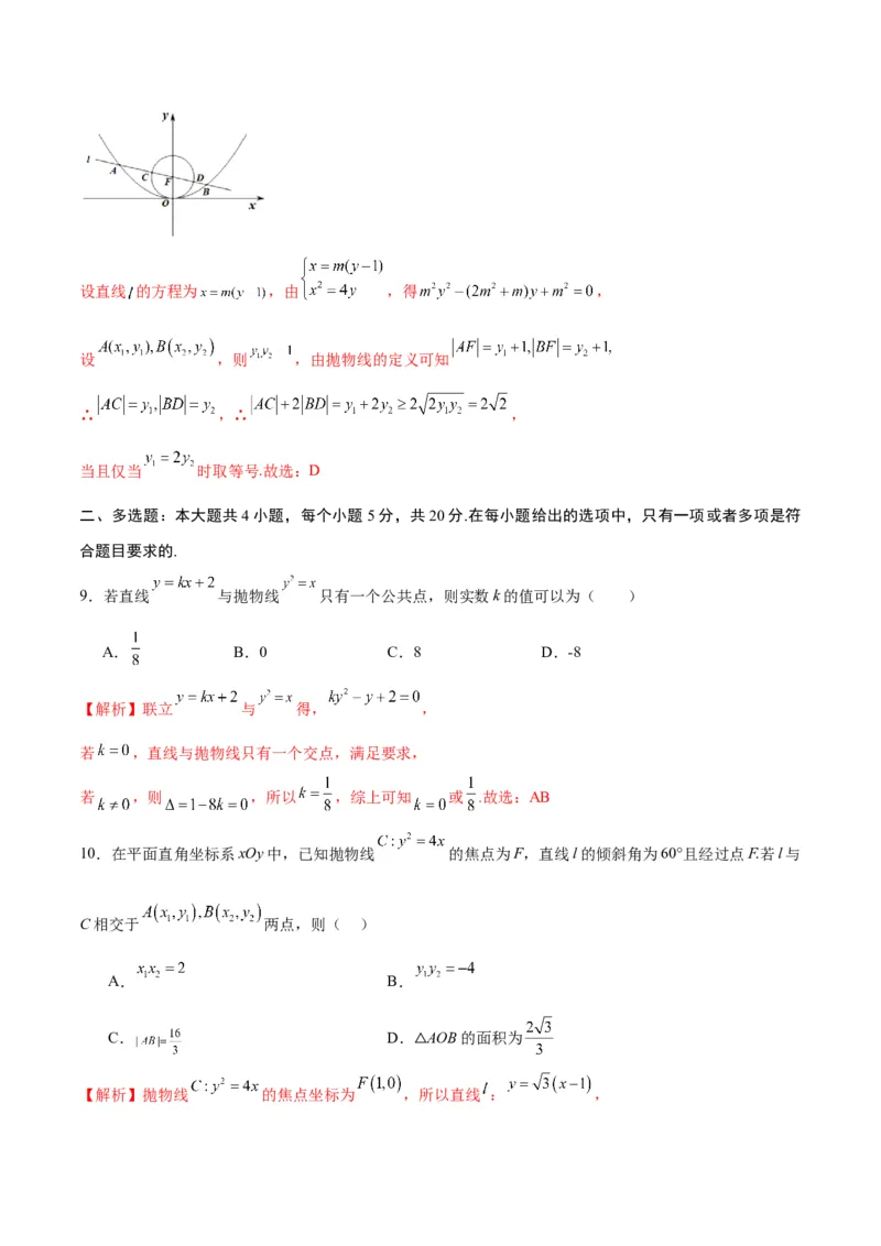 专题15直线与抛物线的位置关系(解析版)_2.2025数学总复习_2024年新高考资料_3.2024专项复习_2024年新高考数学之圆锥曲线专项重难点突破练（新高考专用）