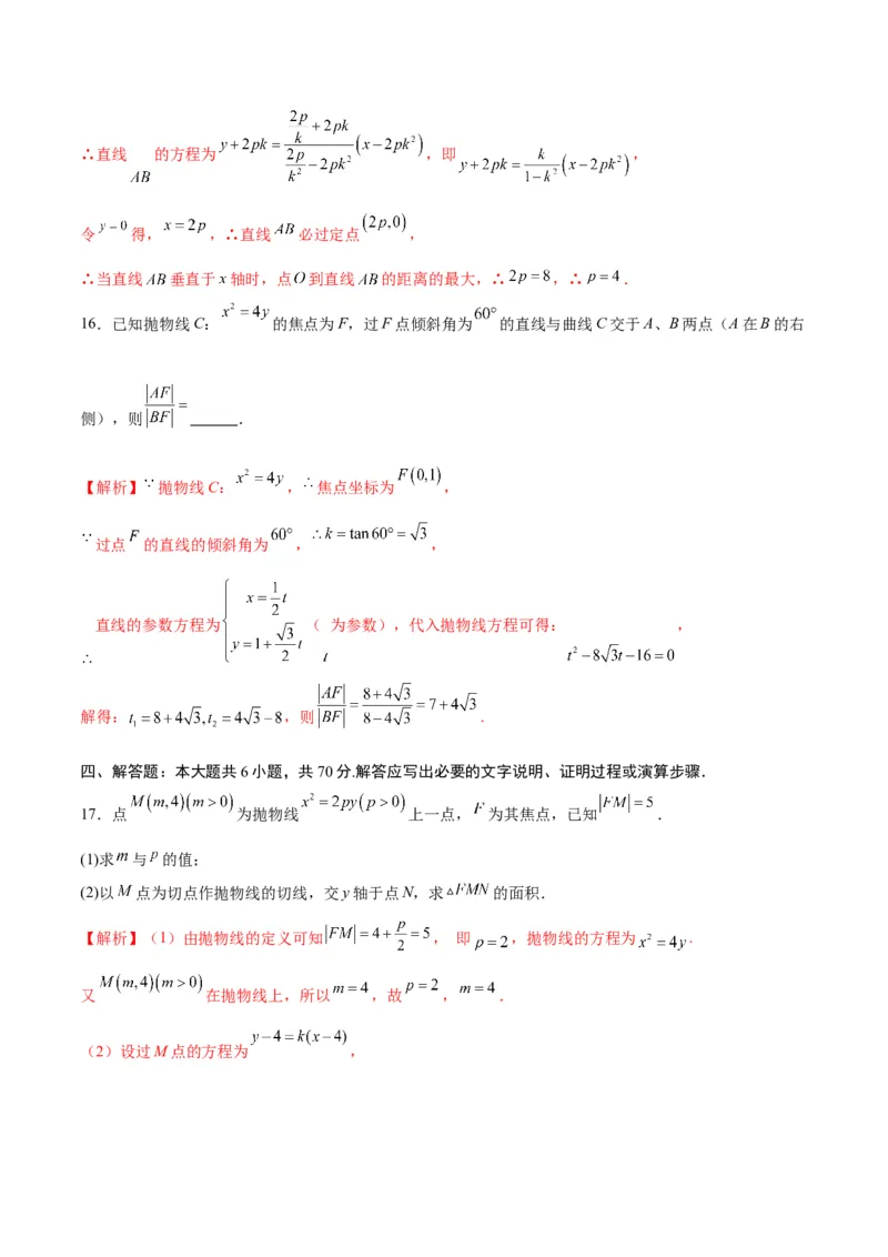 专题15直线与抛物线的位置关系(解析版)_2.2025数学总复习_2024年新高考资料_3.2024专项复习_2024年新高考数学之圆锥曲线专项重难点突破练（新高考专用）