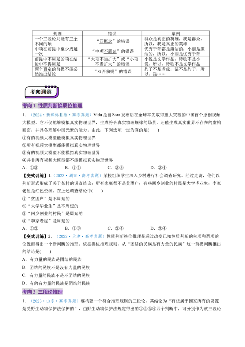 第06课掌握演绎推理方法（讲义）（原卷版）_8.2025政治总复习_2025年新高考资料_一轮复习_2025年高考政治一轮复习讲练测（新教材新高考）（完结）_选必3（包含2024高考真题）