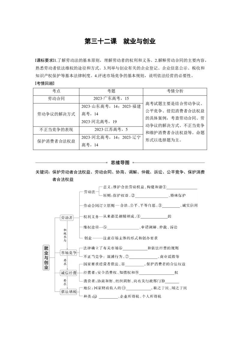 选择性必修2第三十二课课时1　做个明白的劳动者_8.2025政治总复习_2025年新高考资料_一轮复习_2025政治大一轮复习讲义+课件（完结）_2025政治大一轮复习讲义配套学生用书Word版全书