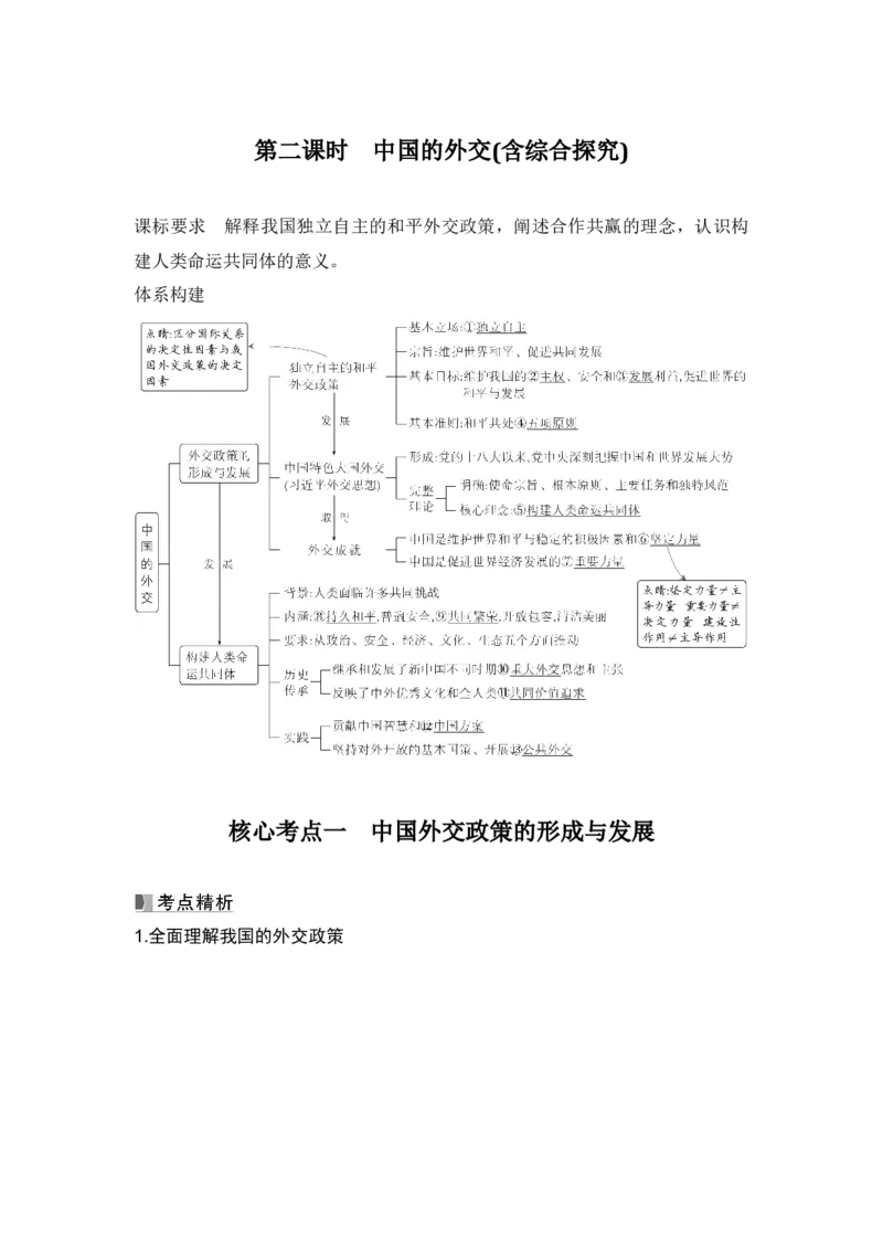 高中思想政治2025届一轮复习选择性必修一：第二十六课第二课时　中国的外交(含综合探究)_8.2025政治总复习_2025年新高考资料_一轮复习