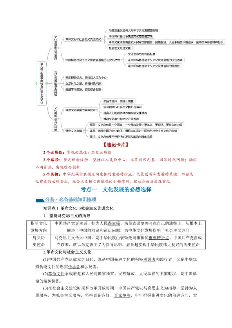 第09课发展中国特色社会主义文化（讲义）（解析版）_8.2025政治总复习_2024年新高考资料_1.2024一轮复习_2024年高考政治一轮复习讲练测（新教材新高考）_必修4