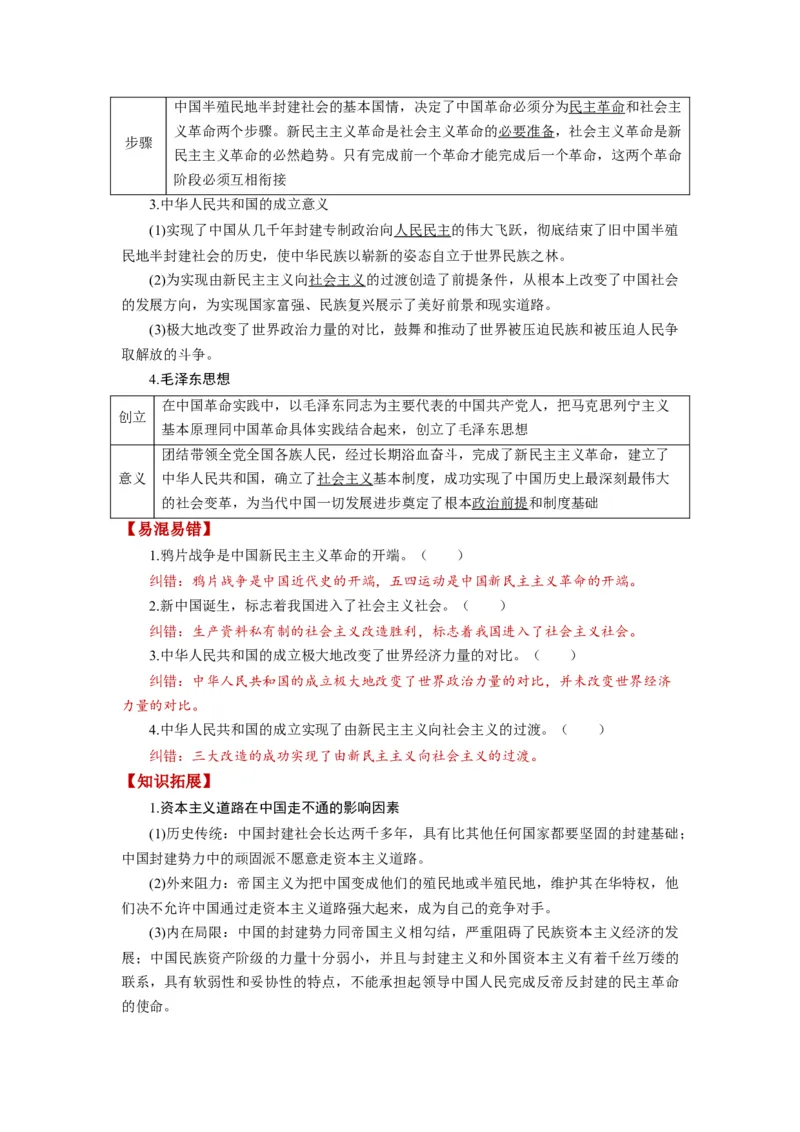 第02课只有社会主义才能救中国（讲义）（解析版）_8.2025政治总复习_2024年新高考资料_1.2024一轮复习_2024年高考政治一轮复习讲练测（新教材新高考）_必修1