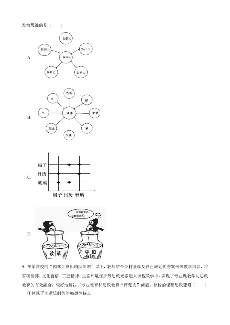 选必三第十二课创新思维要多路探索一轮复习精练（含答案+解析）_8.2025政治总复习_2025年新高考资料_一轮复习_备考2025新高考政治一轮复习精练（含答案+解析）