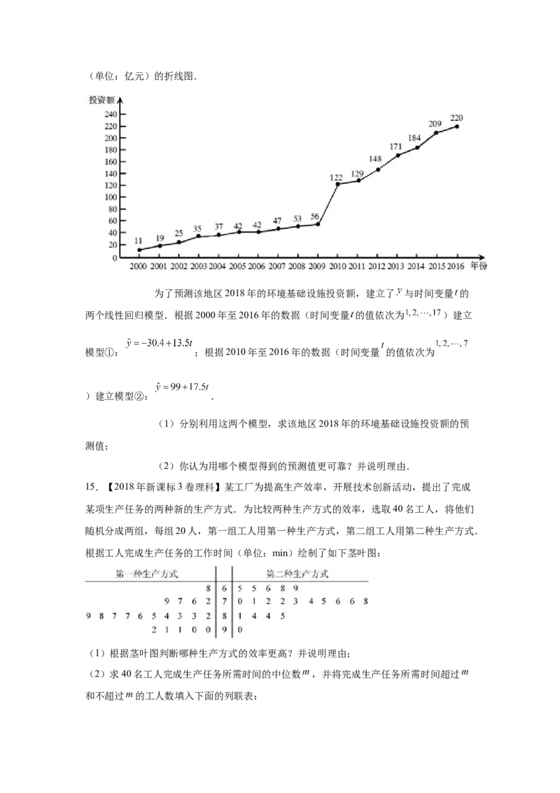 专题16概率与统计（解答题）（理科专用）（学生版）_2.2025数学总复习_赠品通用版（老高考）复习资料_专项复习_五年（2018-2022）高考数学真题分项汇编（全国通用）